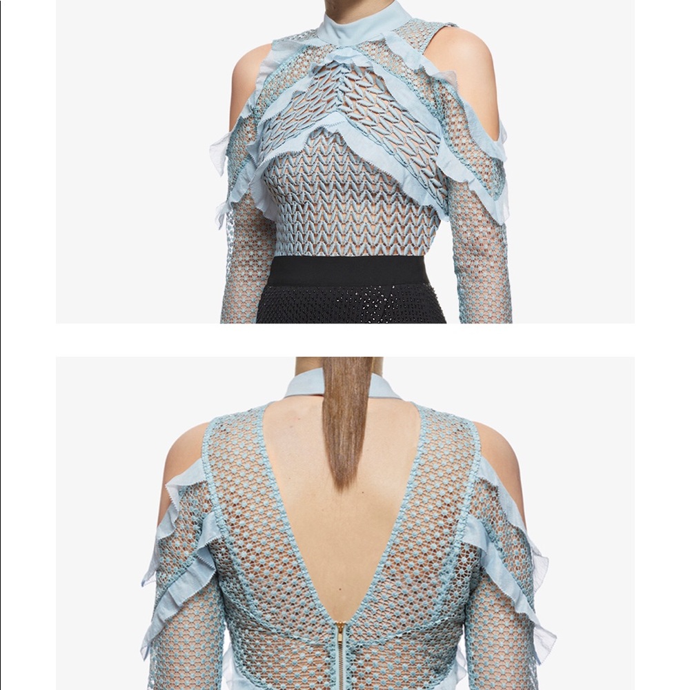Self portrait purl knit blouse icy blue